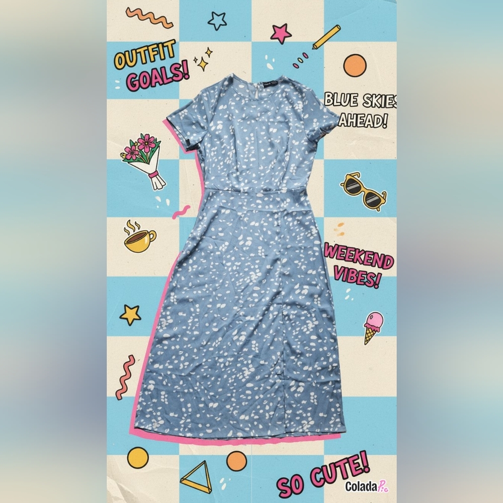 Blue and White Midi Dress